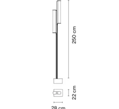 Lampadaire d'extérieur, Class, 2815, noir mat, IP65, LED, dim, Push, 2700K, 1980 lm, L22cm, H250cm - Vibia