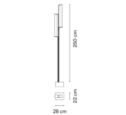 Lampadaire d'extérieur, Class, 2815, noir mat, IP65, LED, dim, DALI, 2700K, 4752 lm, L22cm, H250cm - Vibia