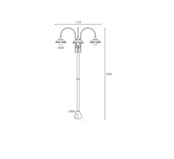 Lampadaire d'extérieur et candélabre, Atelier 3140, Laiton vieilli, IP44, Ø32cm, H270cm - Moretti Luce