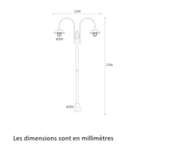 Lampadaire d'extérieur et candélabre, Atelier 3341, Laiton vieilli, IP44, Ø32cm, H270cm - Moretti Luce