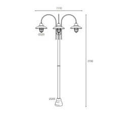Lampadaire d'extérieur et candélabre, Patio Cage 3317, Laiton vieilli, IP44, Ø30cm, H270cm - Moretti Luce