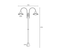 Lampadaire d'extérieur et candélabre, Campanula 1792, Laiton vieilli, IP44, Ø28,5cm, H270cm - Moretti Luce