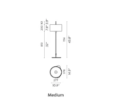 Lampadaire d'extérieur, Lagoon, medium, abat-jour orange Noumea Goyave, tissu Pierre Frey, structure laquée noire et cuivre, IP68, Ø35cm, H111,4cm - Contardi