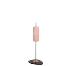 Lampadaire d'extérieur, Lagoon, small, abat-jour orange Noumea Goyave, tissu Pierre Frey, structure laquée noire et cuivre, IP68, Ø15cm, H101,5cm - Contardi