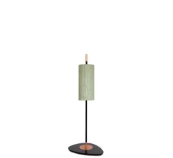 Lampadaire d'extérieur, Lagoon, small, abat-jour vert Dominica Caraibes, tissu Pierre Frey, structure laquée noire et cuivre, IP68, Ø15cm, H101,5cm - Contardi