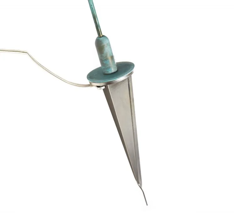 Lampadaire d'extérieur, mini mini, vert de gris, H200cm, IP55 - LED, 2700K, 85lm - Zava