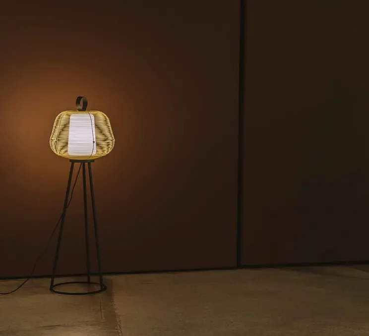 Lampadaire d'extérieur, Nara, beige, IP65, Ø56cm, H120cm - Faro