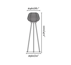 Lampadaire d'extérieur, Nara, rouille, IP65, Ø56cm, H120cm - Faro