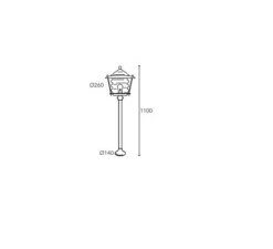 Lampadaire d'extérieur, Onda 2075, Laiton vieilli, IP43, Ø26cm, H110cm - Moretti Luce