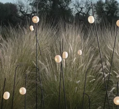 Lampadaire d'extérieur, Pois, noir, blanc, IP65, LED, 3000K, 410 lm, Ø11,5cm, H93cm - Karman