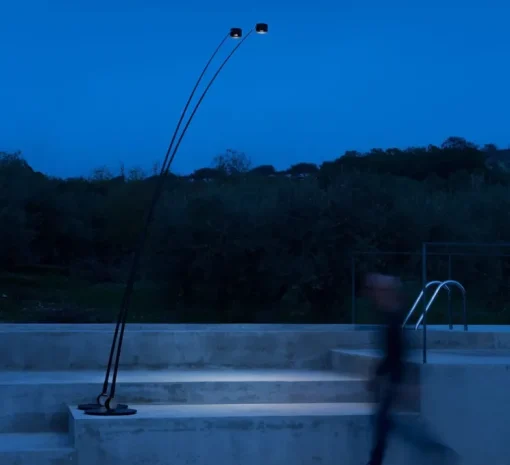 Lampadaire d'extérieur, Sampei 440 outdoor, noir mat, IP65, LED, 3000K, 639lm, L230cm, H366cm - Davide Groppi
