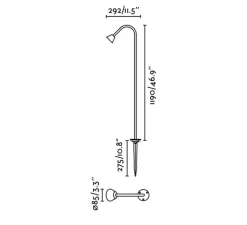 Lampadaire d'extérieur sur piquet, borne, Lily 1190, noir, IP65, LED, 2700K, 154 lm, Ø8,5cm, H119cm - Faro