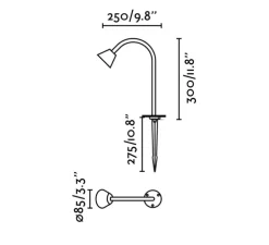 Lampadaire d'extérieur sur piquet, borne, Lily 300, noir, IP65, LED, 2700K, 154 lm, Ø8,5cm, H30cm - Faro