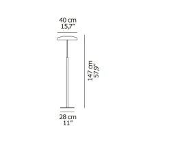 Lampadaire, Dora 371, Nickel noir satiné, gris fumé, LED, 2700K, 1700 lm, Ø40cm, H147cm - Oluce