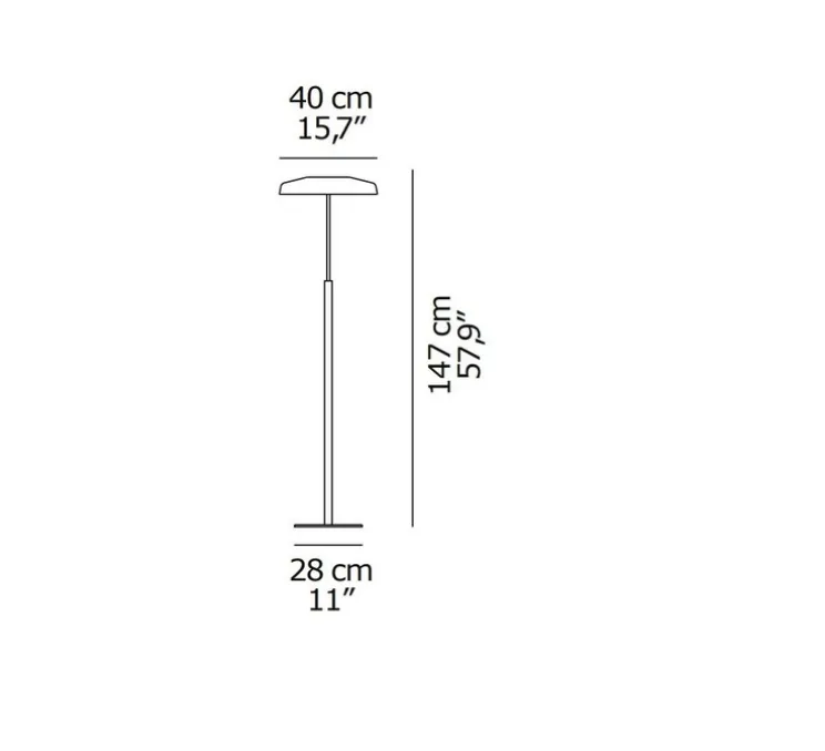 Lampadaire, Dora 371, Nickel noir satiné, gris fumé, LED, 2700K, 1700 lm, Ø40cm, H147cm - Oluce