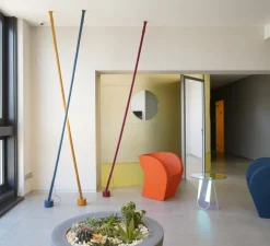 Lampadaire, Elastica, bleu, IP40, LED, dim, 2700K, 2662 lm, L3,5cm, H300cm - Martinelli Luce