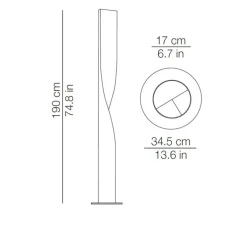 Lampadaire, Evita floor, gris perle, LED, 2700K, 6000lm, Ø34,5cm, H190cm - KDLN