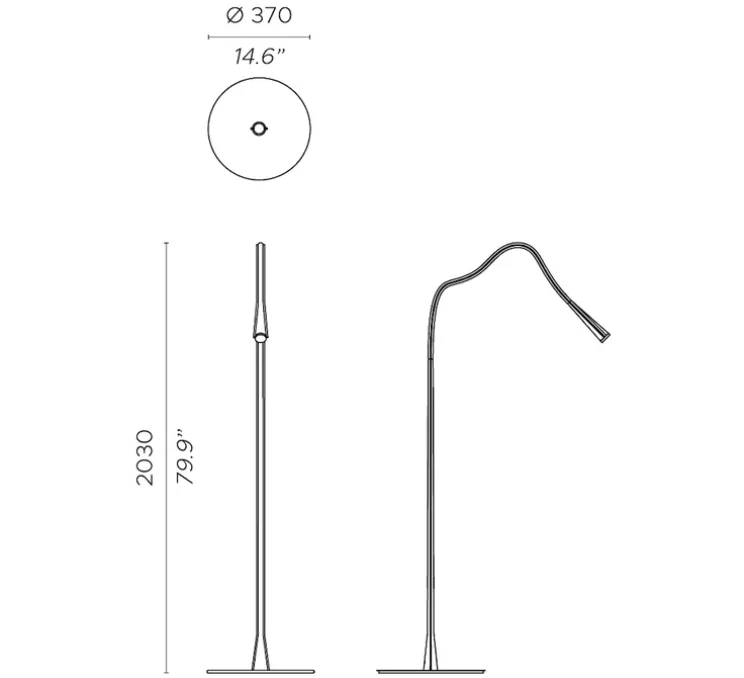Lampadaire, Flexiled, cuir marron foncé, LED, dim, 2700K, 800 lm, Ø37cm, H203cm - Contardi