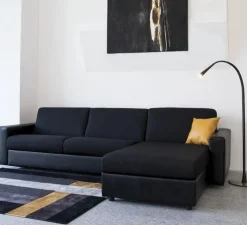 Lampadaire, Flexiled, cuir noir, LED, dim, 2700K, 800 lm, Ø37cm, H203cm - Contardi