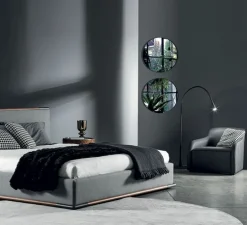 Lampadaire, Flexiled, cuir noir, LED, dim, 2700K, 800 lm, Ø37cm, H203cm - Contardi