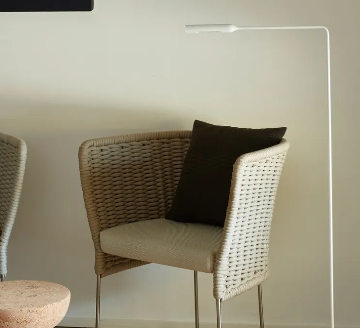 Lampadaire, Flo, blanc mat, LED, dim, 2700K, 302 lm, L42cm, H110cm - Lumina