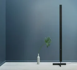 Lampadaire, F-Model, acier bleui, LED, dim, 2700K, 2050 lm, L37cm, H164cm - Anour