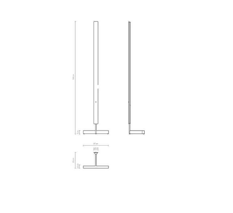 Lampadaire, F-Model, acier bleui, LED, dim, 2700K, 2050 lm, L37cm, H164cm - Anour