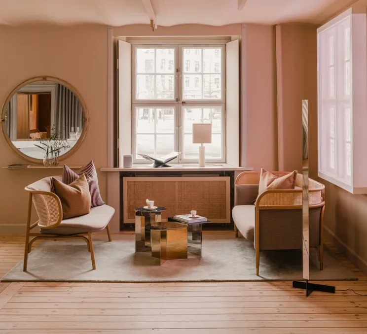 Lampadaire, F-Model, acier inoxydable, LED, dim, 2700K, 2050 lm, L37cm, H164cm - Anour