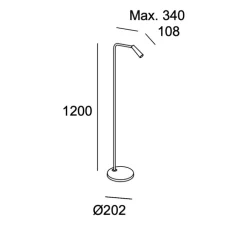 Lampadaire, Gamma, or mat, LED, 2700k, 293 lm, Ø20,2cm, H120cm - LEDs C4