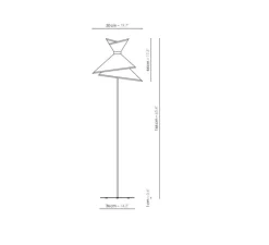 Lampadaire, Grand Kimono, Blanc crème et orange, Ø50cm, H166cm - DesignHeure