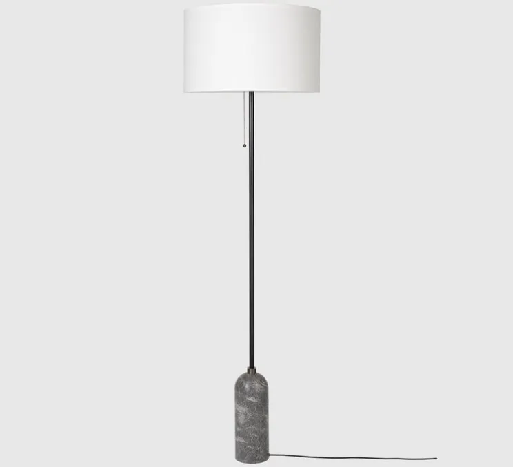 Lampadaire, Gravity, gris marbre, blanc, Ø50cm, H169cm - Gubi