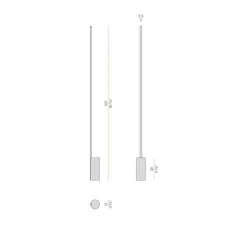 Lampadaire, Hilow, noir satiné et marbre noir marquina, LED, dim, 2700K, 2714 lm, Ø12cm, H207cm - Panzeri