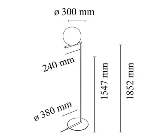 Lampadaire, IC Lights Floor 2, opalin et chrome, Ø38cm, H185,2cm - Flos