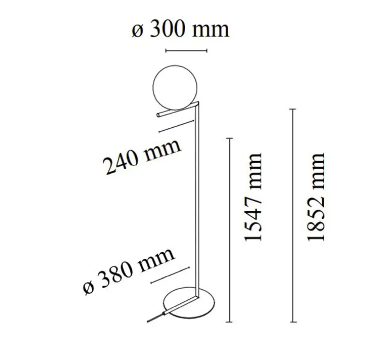 Lampadaire, IC Lights Floor 2, opalin et chrome, Ø38cm, H185,2cm - Flos
