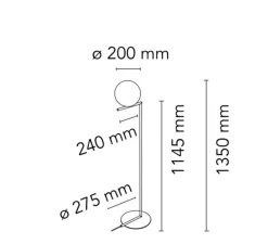 Lampadaire, IC Lights Floor 1, opalin et noir, Ø27,5cm, H135cm - Flos