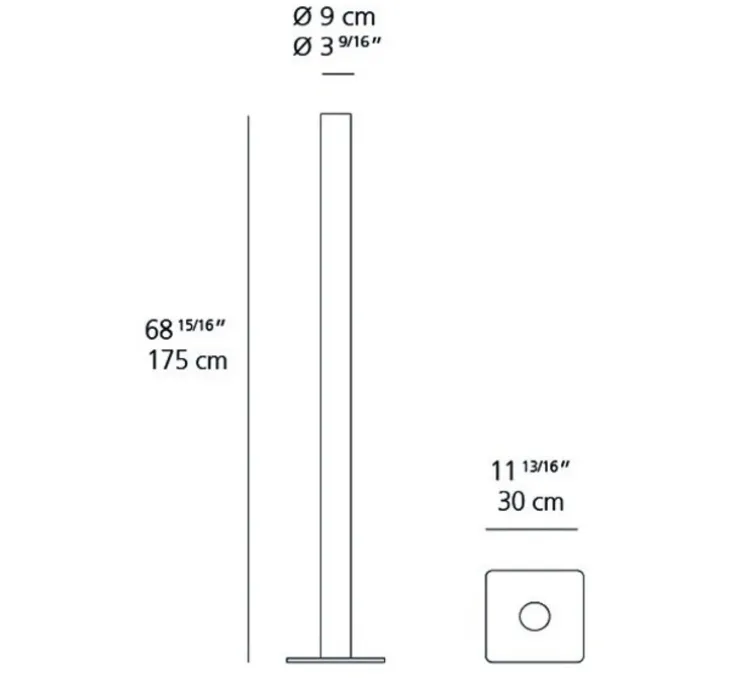 Lampadaire, Ilio, noir, LED, 2700K, 3332lm, dimmable, Ø30cm, H175cm - Artemide