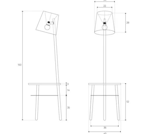 Lampadaire, Josette, blanc, H140cm - Hartô