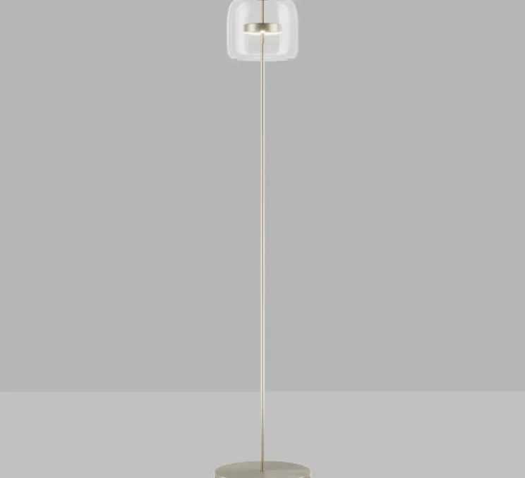 Lampadaire, JUBE PT P, cristal transparent, laiton mat, LED, dim, 2700K, 2000 lm, Ø35cm, H150cm - Vistosi