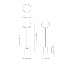 Lampadaire, JWDA, travertin, laiton, LED, 2200K, 700lm, Ø39cm, H150cm - Audo Copenhagen