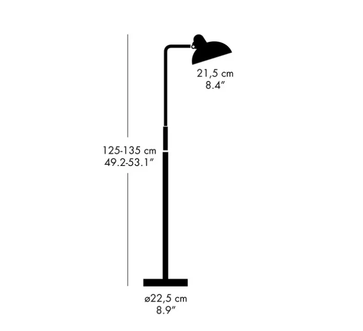 Lampadaire, Kaiser 6580-F, noir mat, L22,5cm, H135cm - Fritz Hansen