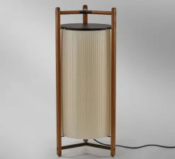 Lampadaire, Kando P/111, crème, Teck, LED, dim, 2200-2400-2700K, 4300 lm, Ø49cm, H111cm - Bover