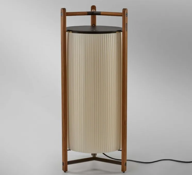 Lampadaire, Kando P/111, crème, Teck, LED, dim, 2200-2400-2700K, 4300 lm, Ø49cm, H111cm - Bover