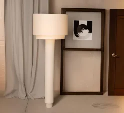 Lampadaire, Kolumno, Albâtre, câble rouge, Ø60cm, H176cm - Simone & Marcel