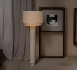 Lampadaire, Kolumno, Albâtre, câble rouge, Ø60cm, H176cm - Simone & Marcel