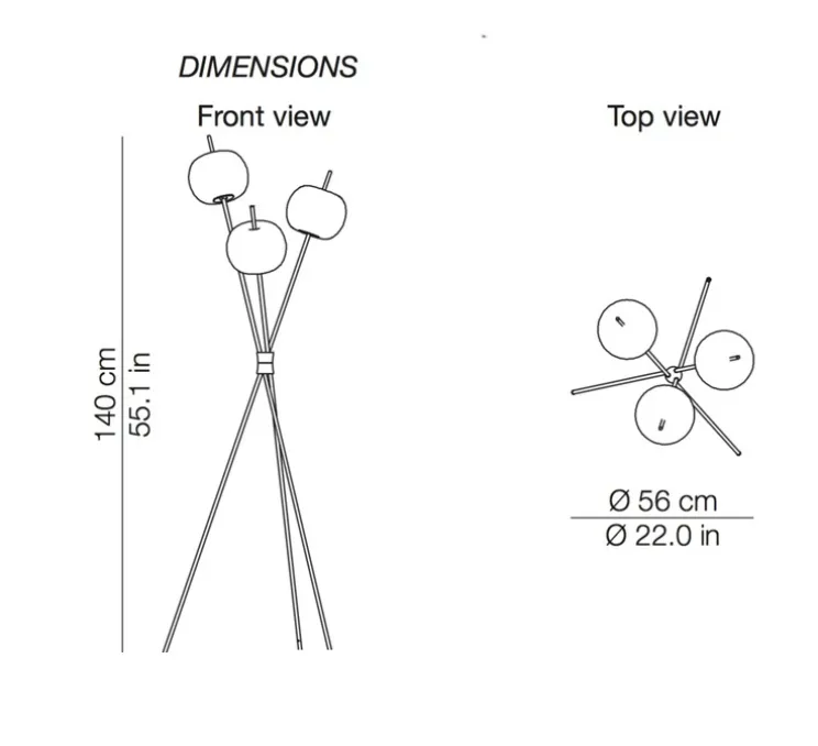 Lampadaire, Kushi, blanc et cuivre, LED, Ø56cm, H140cm - KDLN