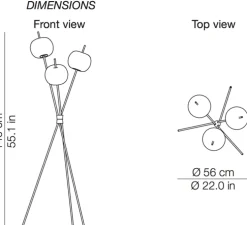 Lampadaire, Kushi, blanc, noir, LED, Ø56cm, H140cm - KDLN