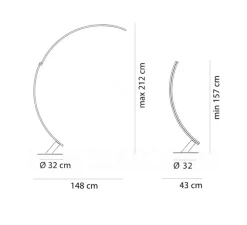 Lampadaire, Kyudo, noir, LED, 2700k, 4200lm, L42cm, H212cm - KDLN