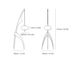 lampadaire, La Mante Religieuse - n°14.950, bois noir teinté, L40cm, H161cm - Rispal