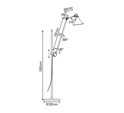 Lampadaire, Lampe Gras N°215, noir (intérieur cuivre), L32cm, H150cm - DCW éditions Paris
