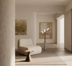 Lampadaire, Lari, P1333, noir mat, cuir taupe, LED, dim, 2700K, 2450 lm, Ø60cm, H142cm - Aromas del Campo